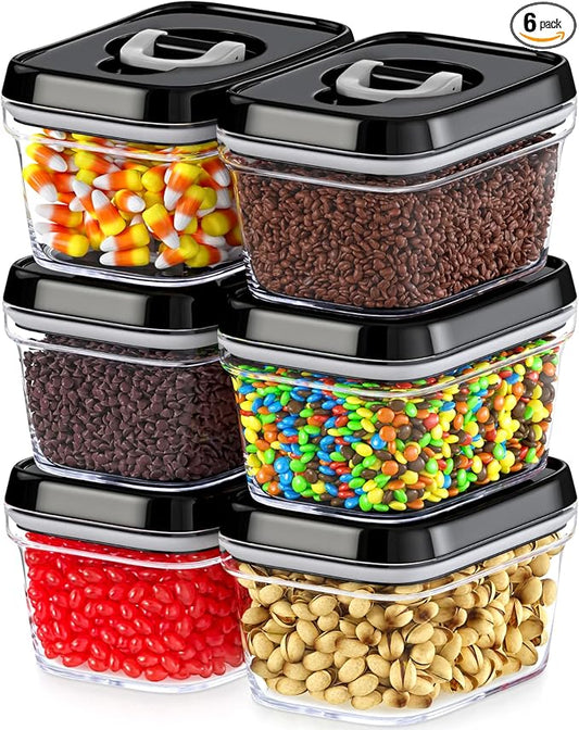 DWËLLZA KITCHEN Set of 6 Mini Airtight Food Storage Containers with Lids - Clear Plastic Small Pantry Containers for Spices, Candy, Nuts, Coffee or Tea, BPA-Free, Keeps Food Fresh & Dry by DW%C3%8BLLZAKITCHEN