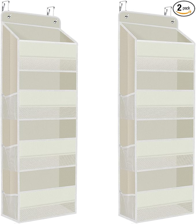 2 Pcs Over The Door Organizer Large Capacity Hanging Storage Room Organizer | 40 lb Capacity, Ultra-Sturdy, Foldable, Mesh Design with Clear Window, Space-Saving Organizer for Pantry, Nursery & Closet by SpaceHacks