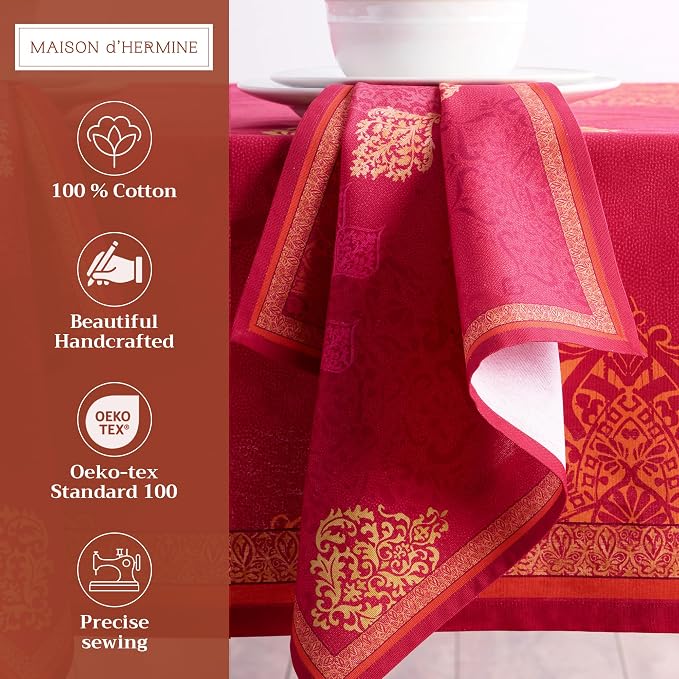 Maison d' Hermine Cloth Napkins Set of 4 Reusable 100% Cotton (20" x 20") | Everyday Square Napkins Cloth Washable Dinner Wedding Restaurant Hotel Kitchen Thanksgiving Christmas - Versailles - Image 2