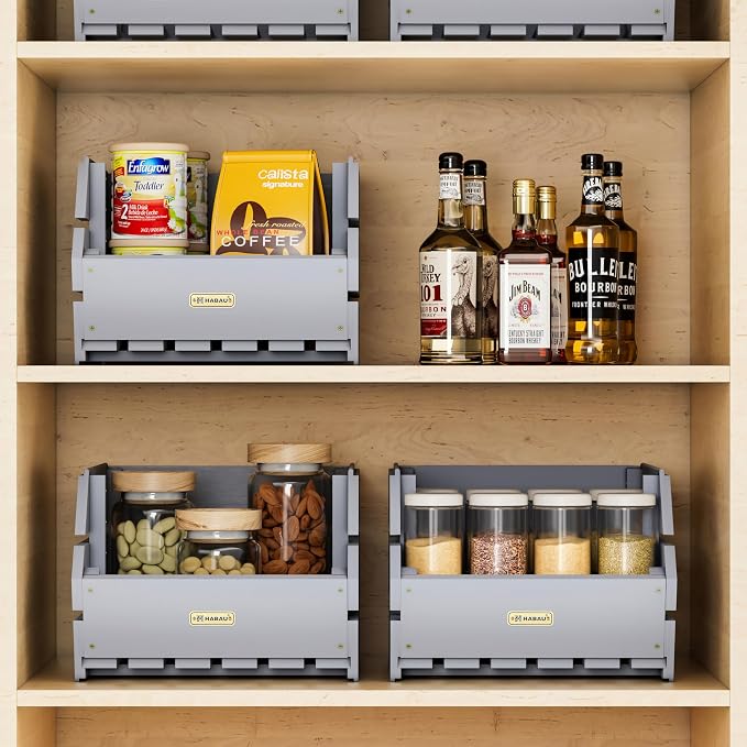 Wood Potato Onion Storage Bins - Wooden Stackable Produce Basket - Fruit Vegetable Storage for Kitchen Pantry Organization, Set 3 Pieces - Image 7