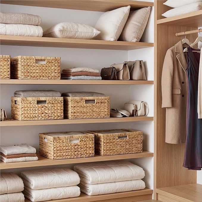 StorageWorks Wicker Baskets for Storage, Wicker Storage Baskets, 1-Pack | Water Hyacinth Wicker Storage Baskets for Shelves, Large Wicker Baskets for Organizing, Woven Basket for Storage,Large Basket - Image 7
