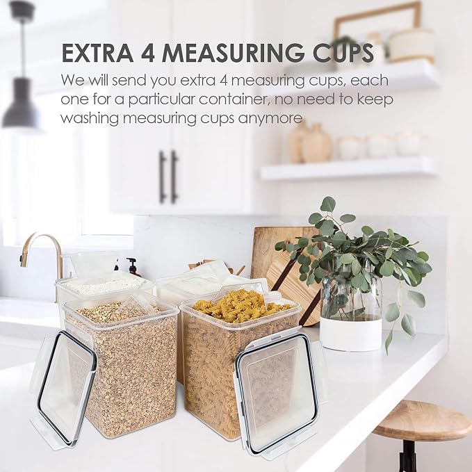 Vtopmart 5.2L Flour Sugar Storage Containers, 4 PCS, Black | For Bulk Flour and Sugar Storage, Airtight Seal, Multiple Sizes, BPA Free, Food Grade Material, Dishwasher Safe (Not Lids) - Image 6