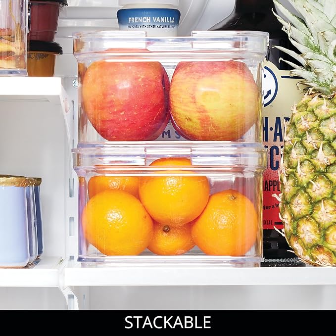 iDesign Stackable Fridge Organizer Bins with Lids for Fresh Produce - Set of 3 - Clear - Image 5