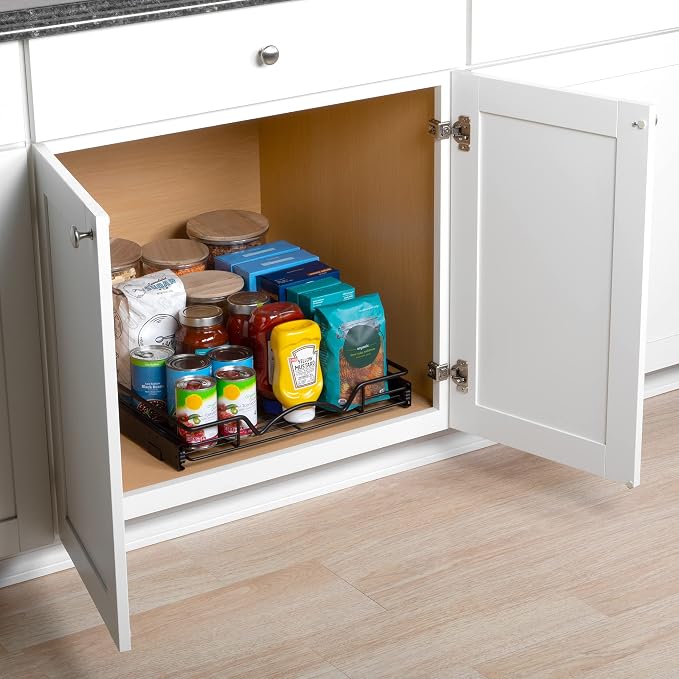 HOLDN’ STORAGE Pull Out Cabinet Organizer, 17”W x 21”D Drawer, Black | Heavy-Duty Caddy, Lifetime Limited Warranty, Steel Metal Cabinet Drawers, Black, Requires At Least 18-1/4” Cabinet Opening - Image 8