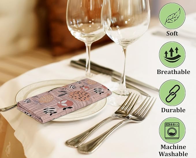 RUVANTI Cloth Napkins Set of 6 Cotton 100%, 18x18 Inches Napkins Cloth Washable, Soft, Absorbent. Cotton Napkins for Parties, Christmas, Thanksgiving, Weddings, Dinner Napkins Cloth - Dusty Palette - Image 4