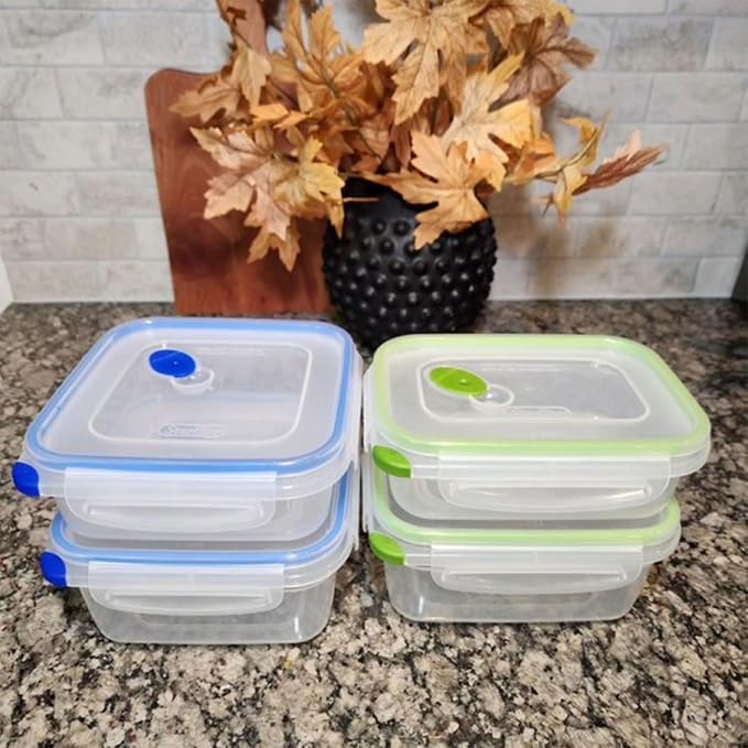 Sterilite Ultra-Seal 3.1 Cup Rectangle, Airtight Food Storage Container, Latching Lid, Microwave and Dishwasher Safe, Clear With Green Gasket, 12-Pack - Image 4