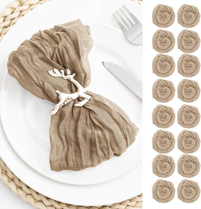 100 Pack Sand Cheesecloth Napkins 21x21 Inches Sand Cloth Napkins Set of 100 Washable Dinner Table Napkins for Wedding Rustic Boho Cotton Gauze Party Bridal Baby Shower Family Gathering Table Decor by FoliafeelHome