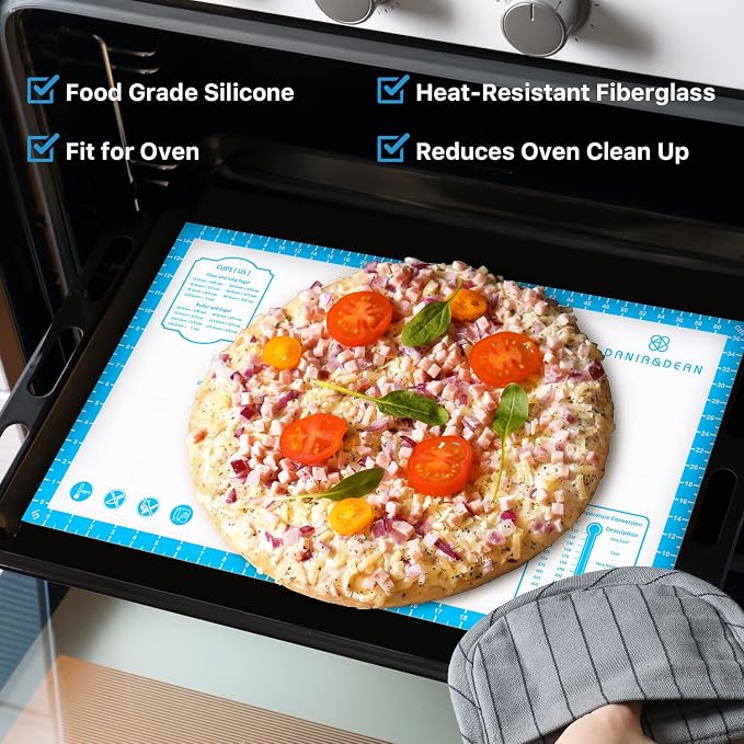 DANIA & DEAN 36"x24" Large Durable Silicone Baking Mat for Pastry and Bread | Non-Slip & Non-Stick Mat with Measurements, for Pizza, Pie Crust, Dough Rolling, Pasta & Sourdough, Reusable Counter Sheet - Image 2