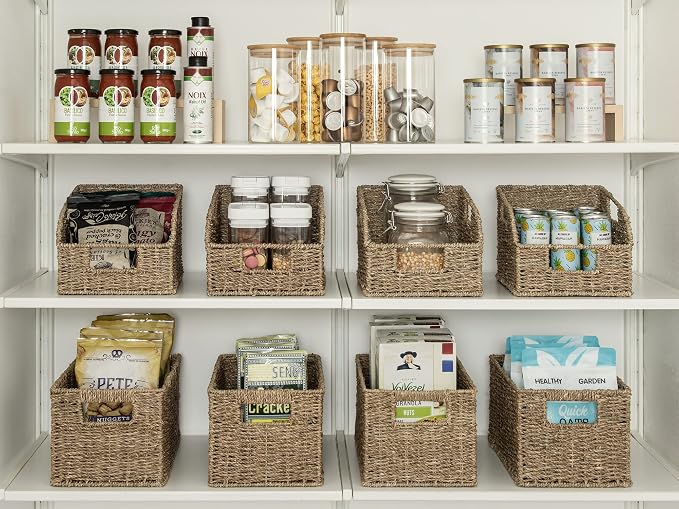 StorageWorks Set of 4 Storage Baskets, Rectangular Wicker Baskets with Built-in Handles - Image 6