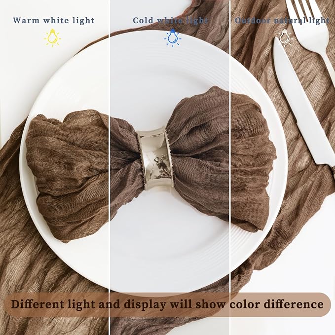 Brown 100 Pack Cheesecloth Napkins Washable 21x21 Inches Brown Cloth Napkins Set of 100 Dinner Table Napkins for Wedding Summer Bridal Baby Shower Rustic Boho Cotton Gauze Party Table Decor - Image 8