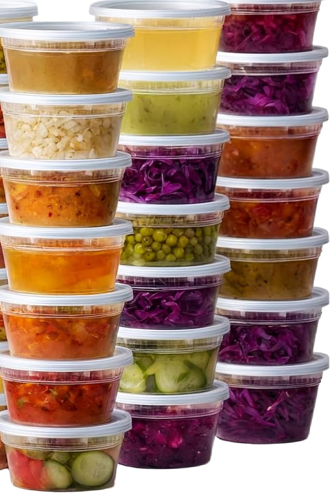 [12oz-32 Sets Plastic Deli Containers with Lids - BPA Free Clear Soup Containers with Airtight Lids, Leak Resistant Food Storage for Meal Prep, Stackable/Microwave/Dishwasher/Freezer Safe - Image 2