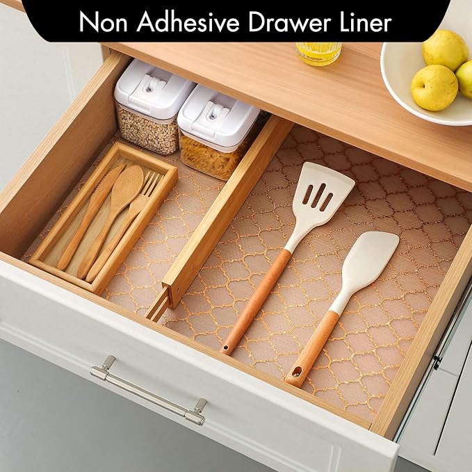 Cooyes Shelf and Drawer Liners for Kitchen Cabinets, Non Adhesive Cabinet Liner, EVA Waterproof Durable Non-Slip Drawer Mats for Shelves, Fridge, Storage, Kitchen Cupboards – Modern Pattern - Image 6
