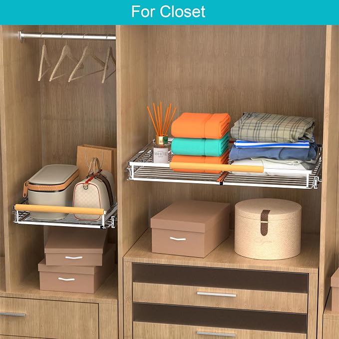 2 Pack Pull Out Cabinet Drawer Shelf Organizer, Extendable Sliding Slide Out Pantry Shelves Storage Heavy Duty for Kitchen Cabinets Under Sink, Adjustable Width 23.1~39.9" W x 22.4" D - Image 6