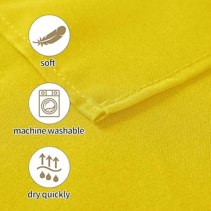 25pcs Polyester Cloth Napkins - 17 x 17 inch Yellow Washable Dinner Napkins with Hemmed Edges for Restaurant/Wedding/Hotel(25,Yellow) - Image 3