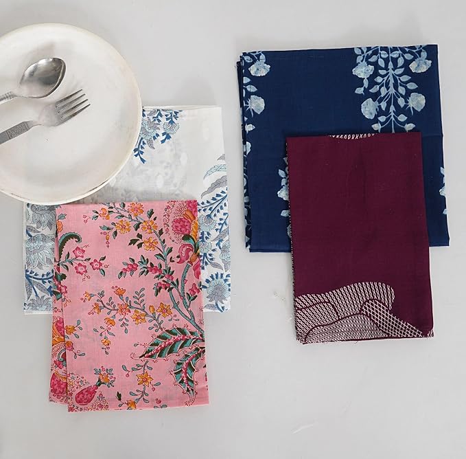 Indian Cotton Cloth Napkin Washable and Reusable for Everyday Use, Wedding, Party, Christmas, Bridal Baby Shower Tea Parties Table Napkins Homedecor Handblock Print 16 X 16 (50) - Image 4