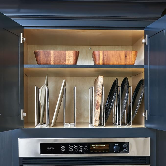 Rev-A-Shelf 596-10CR-52 U-Shaped Kitchen Cabinet Rack Holder Organizer for Bakeware, Cookie Baking Sheets, Cutting Boards, & Lids, Chrome (2 Pack) - Image 6