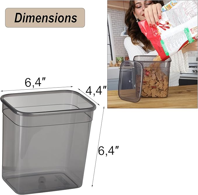 T&D HOME GOODS Storage Jars with Lid, Airtight, Set of 12 Storage Containers, BPA-Free, Storage Container for Cereal, Flour, Kitchen, Practical Organiser Kitchen, (12, Rectangular) - Image 8