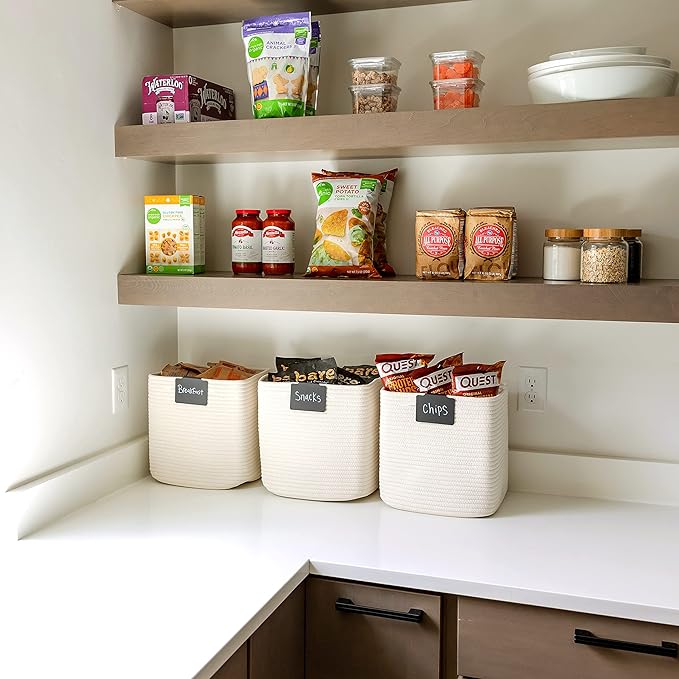 NaturalCozy Storage Cubes 11 Inch Cotton Rope Woven Baskets for Organizing, 3-Pack | Cube Storage Bin | Square Storage Baskets for Shelves Organizer, Classroom, Kids Toy Bins, Closet, Baby Nursery - Image 4
