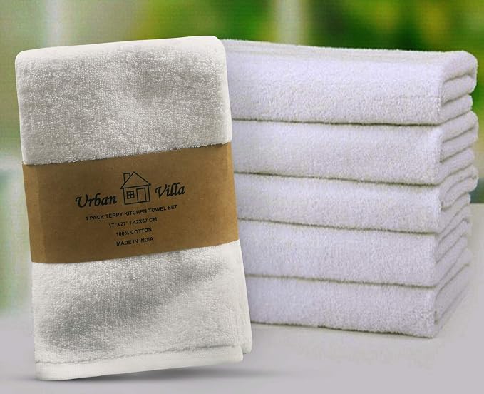 Urban Villa Kitchen Towels Cotton Dish Towels 20”x30” (Set of 4) White - Image 4