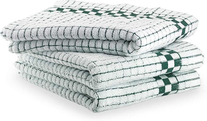 XLNT Highly Absorbent Kitchen Dish Towels 100% Cotton 18x28 inch – Ultra-Thick Dishcloths – Premium Weave for Drying & Cleaning – Soft, Durable & Lint-Free – Pack of 3 Green - Image 8