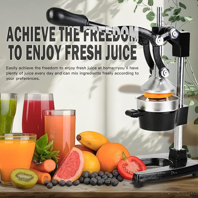 Cast Iron Juicer – Heavy Duty Manual Citrus Juicer, Professional Orange Press, Stainless Steel Lemon Squeezer & Lime Juice Extractor - Image 6