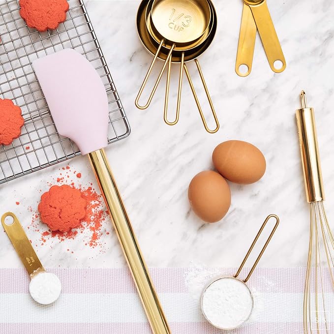 Styled Settings Gold and Pink Kitchen Utensil Set with Holder, 7-Piece | Nonstick Silicone Cooking Utensils Set with Gold Utensil Holder, White and Gold Kitchen Accessories for Modern Kitchens - Image 4