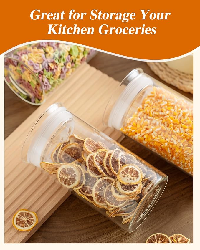 ZENS Glass Canisters with Airtight Lids, Set of 2 50oz Tall Storage Jars | Borosilicate Glass Jars with Airtight Lid, Wide Mouth Pasta Containers for Pantry Food Storage - Image 7