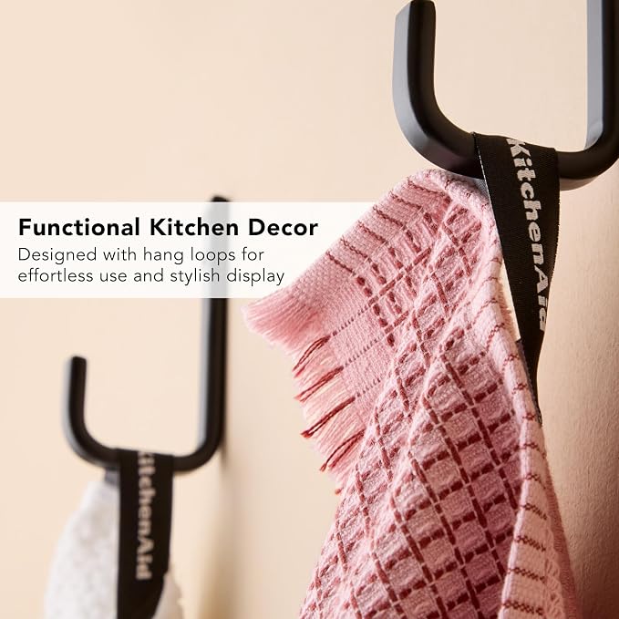 KitchenAid Gourmet Series Gridlines Kitchen Towels 3-Pack Set, 100% Cotton Absorbent, Dried Rose, 18"x28" - Image 6