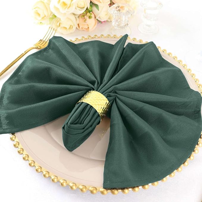 Efavormart Premium Cloth Napkins Set of 25, 20x20 Inch Hunter Green Seamless Dinner Napkins, Washable Linen Table Napkin Cloth with Hemmed Edges for Weddings, Party and Banquet - Image 2