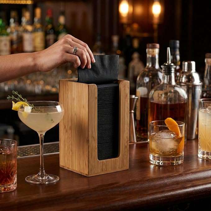 Restaurantware-4.5 x 8 Inch Coffee Cup Dispenser, 1 Countertop Cup Lid Organizer - Holds Cups/Lids/Napkins Up To 3.75 Inch in Diameter, Compact, Bamboo Cocktail Napkin Holder, For Bars or Offices, - Image 5
