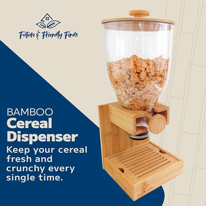 Bamboo Dispenser 3.5Liters (118 fl Oz) , Cereal Dispenser, Storage Container, Snack Bar Station, Dry Food Dispenser, Cereal Dispenser Countertop, House Essentials - Image 2