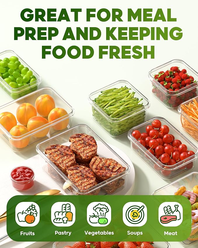 KEMETHY 60 PCS Food Storage Containers with Lids, Plastic Food Containers | BPA-Free, Leak Proof, Reusable, Microwave/Dishwasher Safe Meal Prep Containers with Labels & Pen, 30 Containers & 30 Lids - Image 6