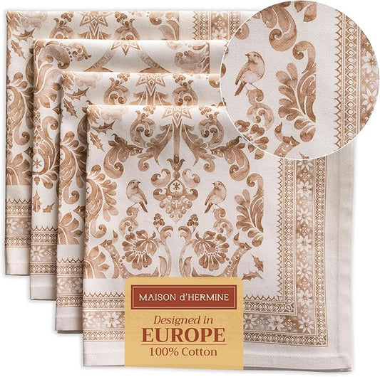 Maison d' Hermine Cloth Napkins Set of 4 Reusable 100% Cotton (20" x 20") | Everyday Square Napkins Cloth Washable Dinner Wedding Restaurant Hotel Kitchen Thanksgiving Christmas - Allure by MaisondHermine