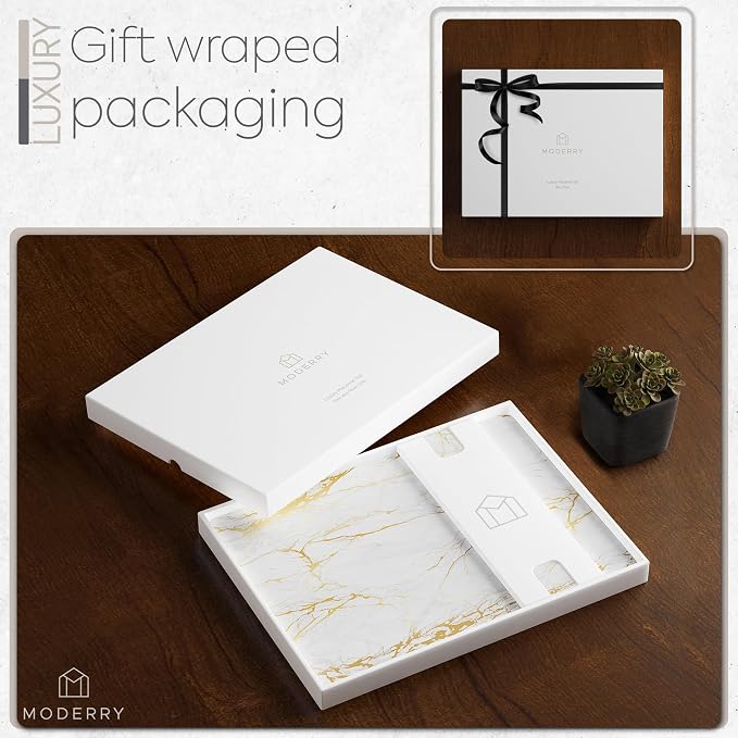 Set of 4 Heat Resistant Cork Placemats for Dining Table with Free Set of 4 Matching Drink Coasters Marble Design 16 x 12 Inches Cork Backed Hard Placemats (Foiled Gold) - Image 6