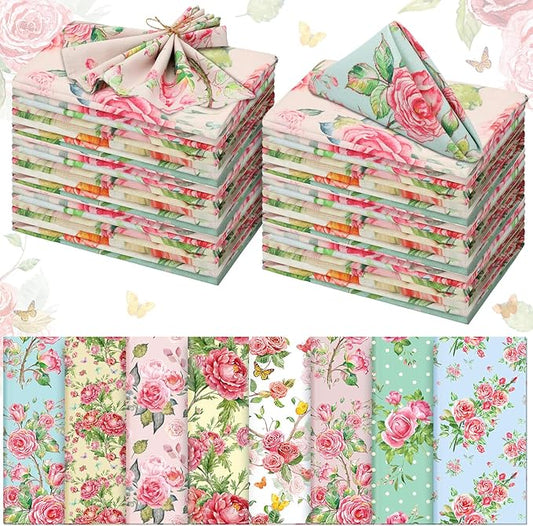 24 Pcs Cloth Napkins Bulk-15 x 15 Inch Soft Fabric Napkins Bulk Cloth Washable Reusable Plants Floral Square Napkin Cotton Dinner Towel for Spring Tea Party (Pink Flower) by VitalCozy