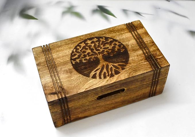 Wood Tea Box - Tea Box for Tea Bags Organiser - Engraved Hardwood Tea Chest with 6 Compartments - Tea Storage Box Multi Functional - Wood Tea Box Organiser - 10 x6 inch (6 compartment box) - Image 2