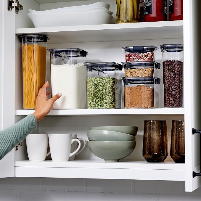 Rubbermaid Brilliance BPA-Free Food Storage Containers with Lids Airtight Kitchen and Pantry Organization Set Includes 3 Containers and Scoops Clear 16 cups - Image 11