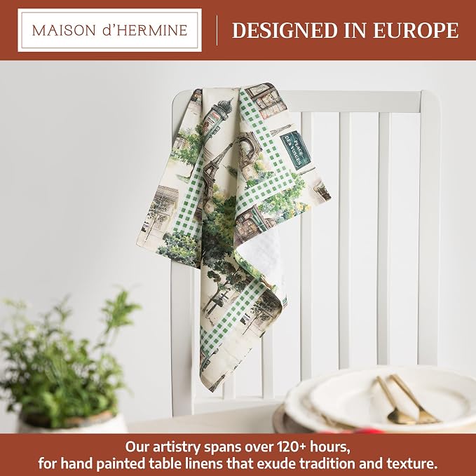 Maison d' Hermine Cloth Napkins Set of 4 Reusable 100% Cotton (18" x 18") | Everyday Square Napkins Cloth Washable Dinner Party Wedding Restaurant Hotel Kitchen Spring Summer - Paris Voyage - Image 2