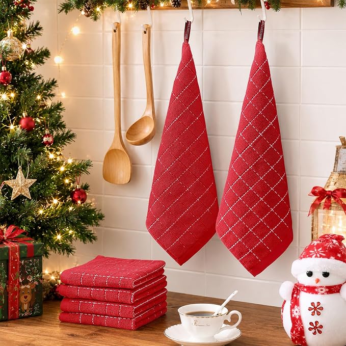Kitinjoy 100% Cotton Terry Kitchen Dish Cloths, 12”x 12”, 8-Pack, Red | Ultra Soft and Absorbent Dish Towels for Kitchen, Suitable for Drying and Washing Dishes - Image 6