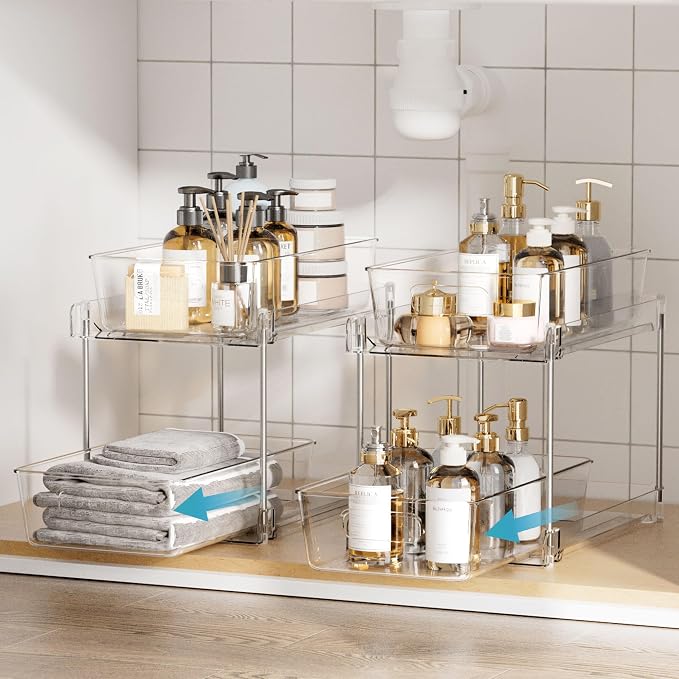 Vtopmart 6 Pack Bathroom Under Sink Organizer (S-Standard) | Slide-out drawers, Multi-purpose storage, Clear visibility, Easy Set-up - Image 3
