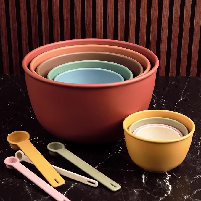 Bamboozle Mixing Bowls | 5 Piece Plant-Based Nesting Bowl Set | Matte Finish | Multi-Color | Dishwasher and Microwave Safe | Desert Bloom - Image 6