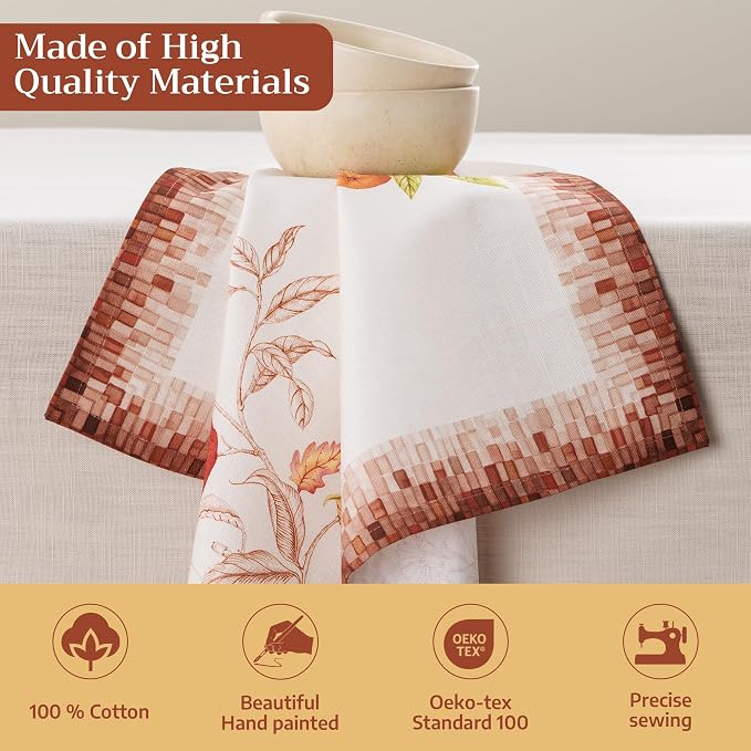 Maison d' Hermine Cloth Napkins Set of 4 Reusable 100% Cotton (20" x 20") | Everyday Square Napkins Cloth Washable Dinner Wedding Restaurant Hotel Kitchen Thanksgiving Christmas - Vintage Harvest - Image 3