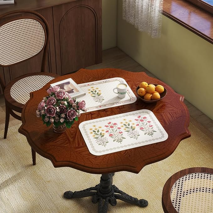 Vinyl Waterproof Placemats Set of 6 Rectangular,12"*17"-Bertina B | Wipeable Beautiful Print Place Mats,Stain Resistant,Heat Resistant,Everyday Meals,Kitchen,Dinning,Holiday,Decor - Image 3