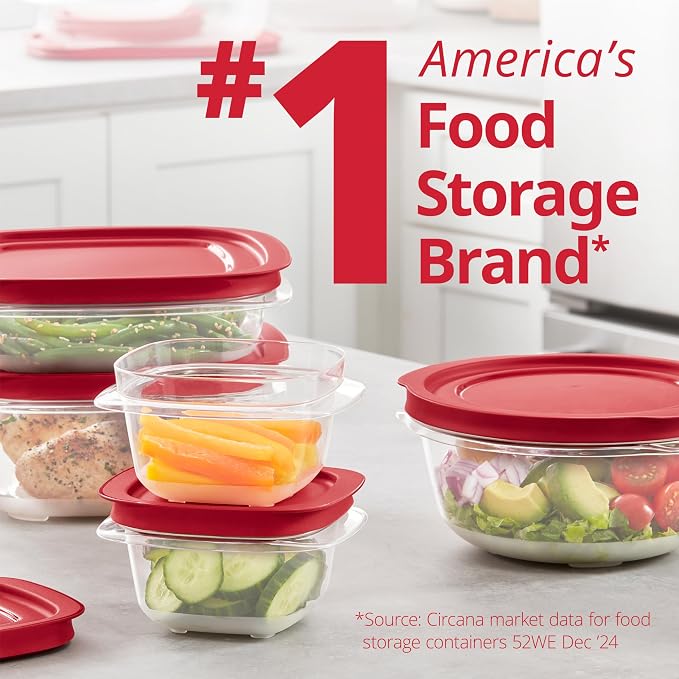 Rubbermaid EasyStore Rectangle, Square, and Round Containers, 34-Piece Set, Food Storage Containers, Food Storage Containers with Lids - Image 5