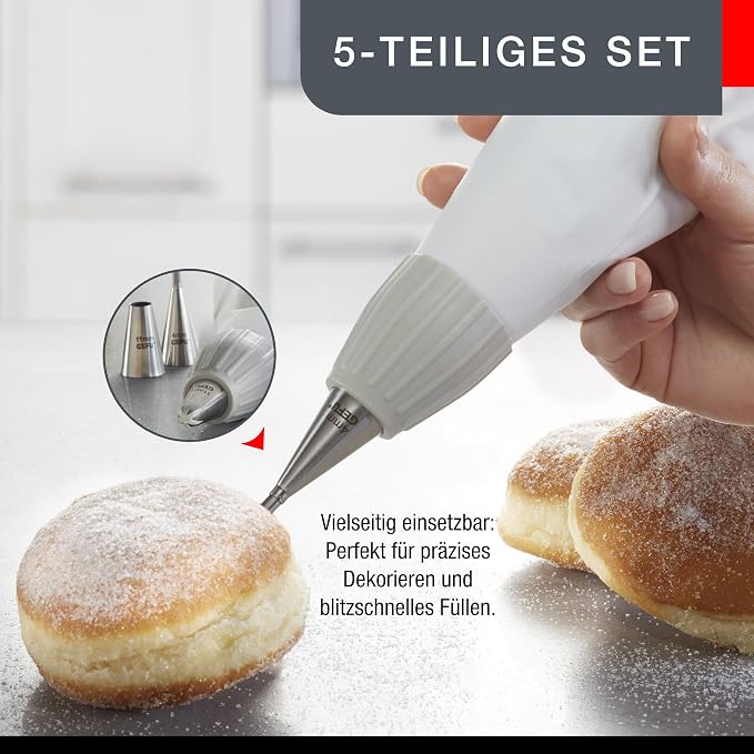 GEFU Deco Piping Bag Set of 5 , Silver - Image 3