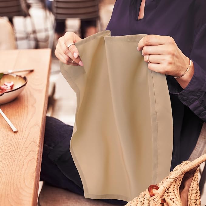 Utopia Home [24 Pack, Beige] Cloth Napkins 20x20 Inches, 100% Polyester Hemmed Edges, Washable and Reusable Ideal for Parties, Weddings and Dinners - Image 7