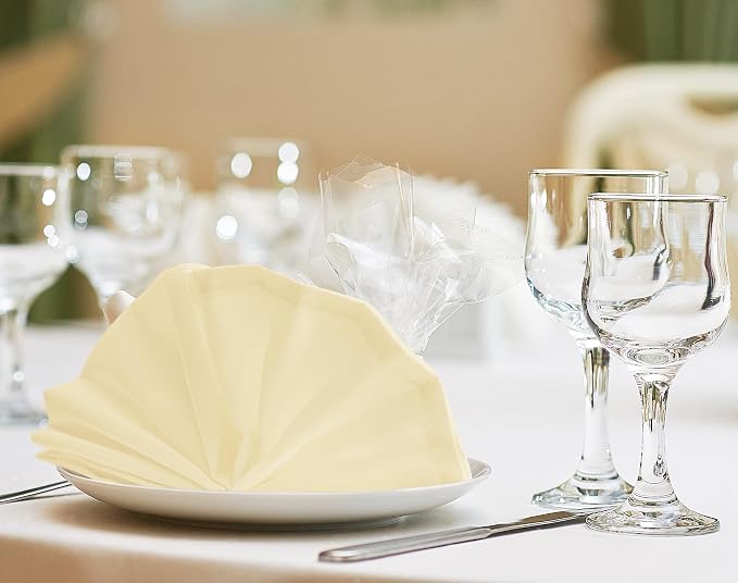 Utopia Home [24 Pack, Ivory] Cloth Napkins 17x17 Inches, 100% Polyester | Hemmed Edges, Washable and Reusable Ideal for Parties, Weddings and Dinners - Image 5
