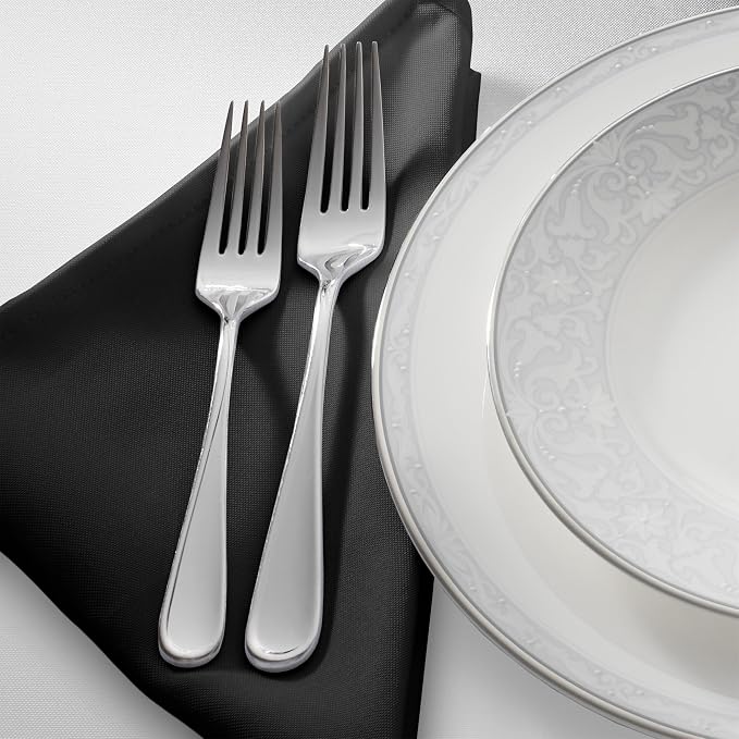 Lann's Linens Set of 12 Cloth Dinner Napkins, 20-inch Polyester Napkins, Washable and Reusable Fabric for Weddings, Hotels, Restaurants - Black - Image 2