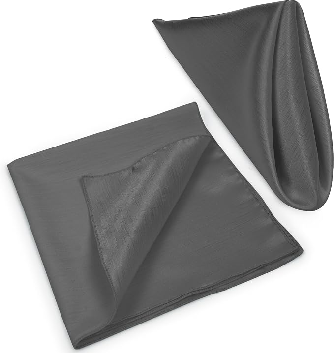17x17-Inch Shantung Cloth Napkins, Charcoal, Set of 12 | Bulk Case of 1 Dozen, Satin, Square, 100% Polyester Fabric, Reversible, Faux Dupioni Silk Reverse Side, Machine Washable - Image 8