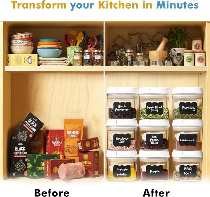 Shazo 9 PC Airtight Food Storage Containers - BPA Free Clear Plastic Snack & Spice Containers with Easy Lock Lids - Kitchen and Pantry Organization for Herbs, Coffee, Tea - 0.5L / 2.1 Cups - Image 5